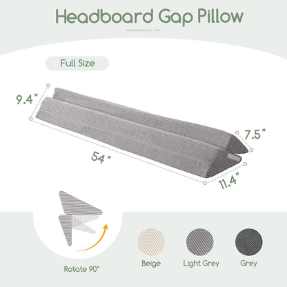 HIGOGOGO Queen Size Wedge Pillow for Headboard Gap - Multi Functional Mattress Wedge Bed Gap Filler Close The Gap (0-7") Between Your Mattress and Headboard or Wall (Grey 60"x11"x9")