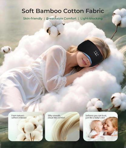 MUSICOZY Sleep Mask with Bluetooth Headphones Eyemask for Side Slippers | Bamboo Cotton Sleeping Headphone,Wireless Earphones with HD Stereo Speakers Blackout Eye Masks Earbuds for Men and Women