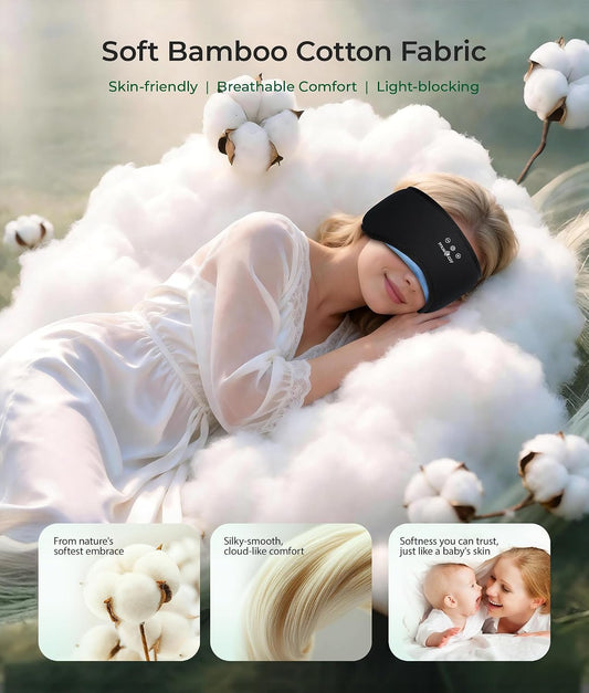 MUSICOZY Sleep Mask with Bluetooth Headphones Eyemask for Side Slippers | Bamboo Cotton Sleeping Headphone,Wireless Earphones with HD Stereo Speakers Blackout Eye Masks Earbuds for Men and Women