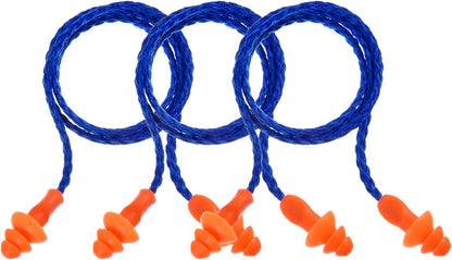 20 Pairs Corded Ear Plugs Reusable Silicone Earplugs with String Banded Ear Plug for Sleeping Noise Cancelling Noise Reduction Hearing Protection(Blue-Orange)