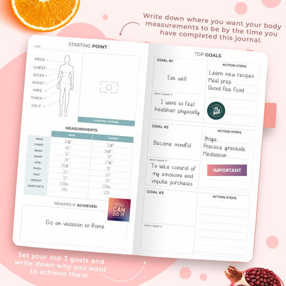 Clever Fox Wellness Planner & Food Journal for Weight Loss, A5 Orange | 5.8"x8.3" nutrition & exercise tracker for women tracking meals, diet & symptom diary, calorie counter notebook, stickers