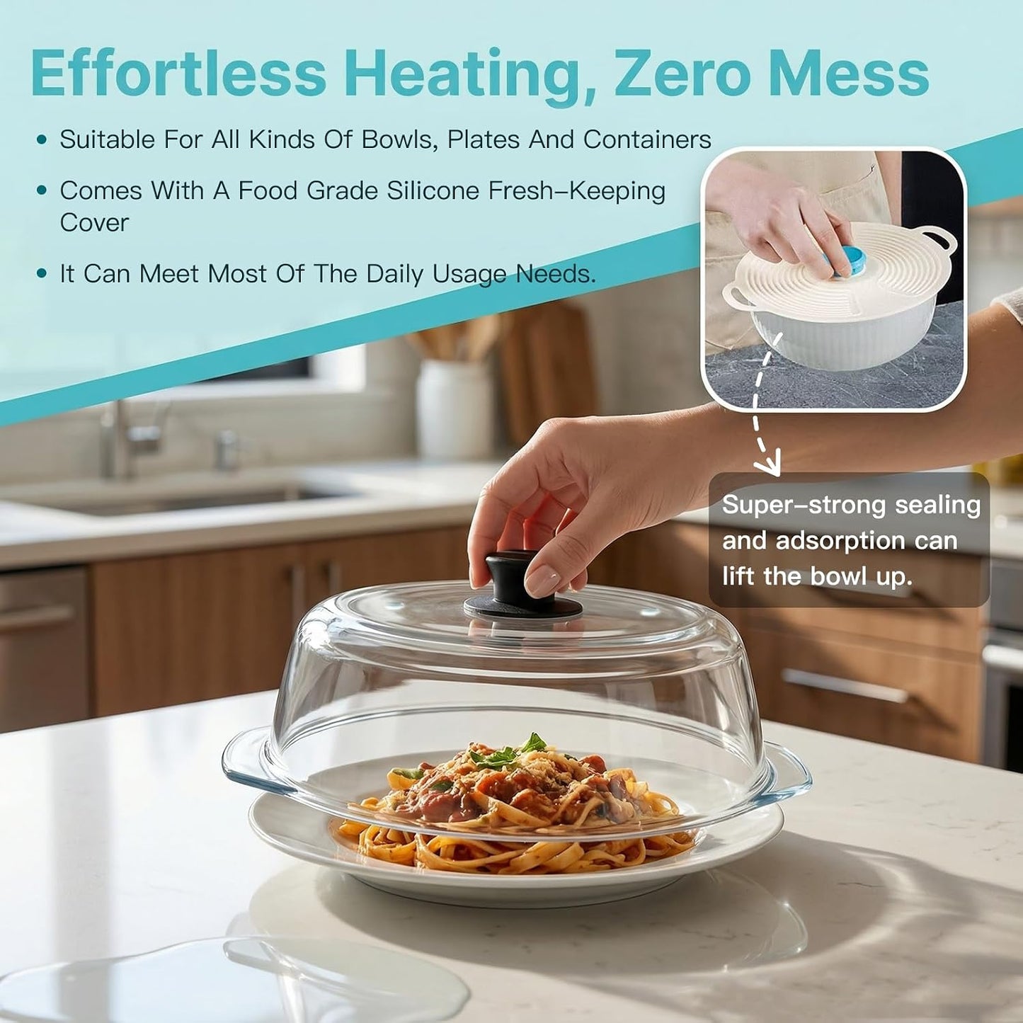 Microwave Splatter Cover, Glass Microwave Cover For Food With Easy-Grip Silicone Handle, Food Grade,Bpa Free, With Vent Hole, Dishwasher Safe, An Additional Reusable Heat-Resistant Cover Is Provided.