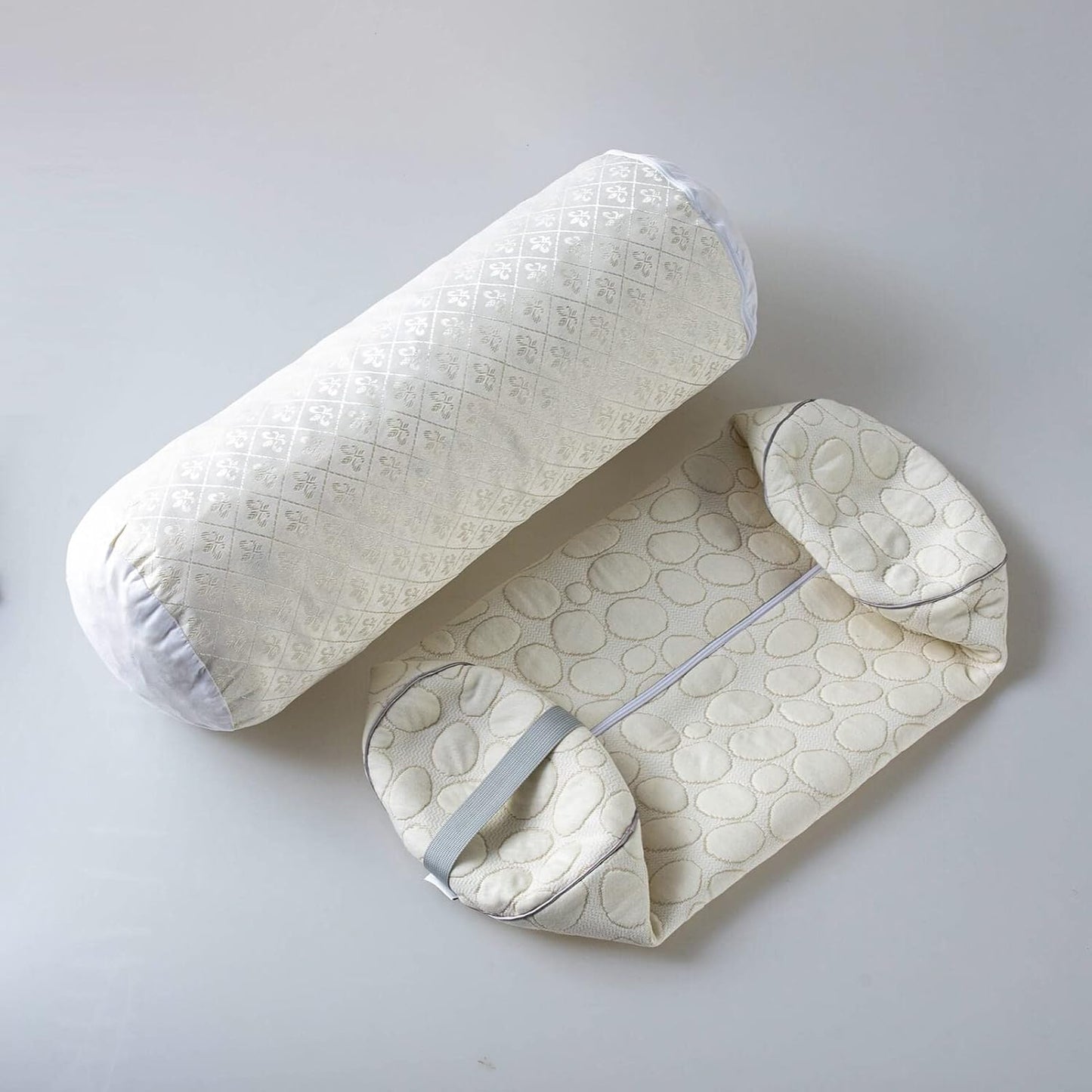 Kingnex Zipper Adjustable Under Knees Bolster Roll Pillow to Relief Lower Back Pain or Between Legs for Side Sleepers Shredded Latex Cylinder with Organic Cotton Cover 18x6