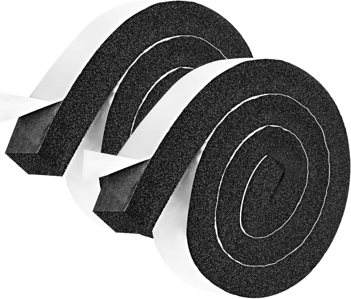 2 Rolls Foam Seal Tape for Door Window Insulation, Soundproof and Shockproof Foam Adhensive Strip, 3/8" Wx3/16 T Single Sided Foam Tape, Cold Air and Draft Closed Cell Seal Strip,Total 32FT