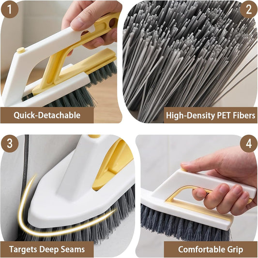 Heavy-Duty Scrub Brush & 2-in-1 Grout Cleaner Brush-2pcs | Scrub Brushes for Cleaning Tile, Floor, Bathtub, Carpet, Sink. Ideal for Kitchen, Bathroom, Shower