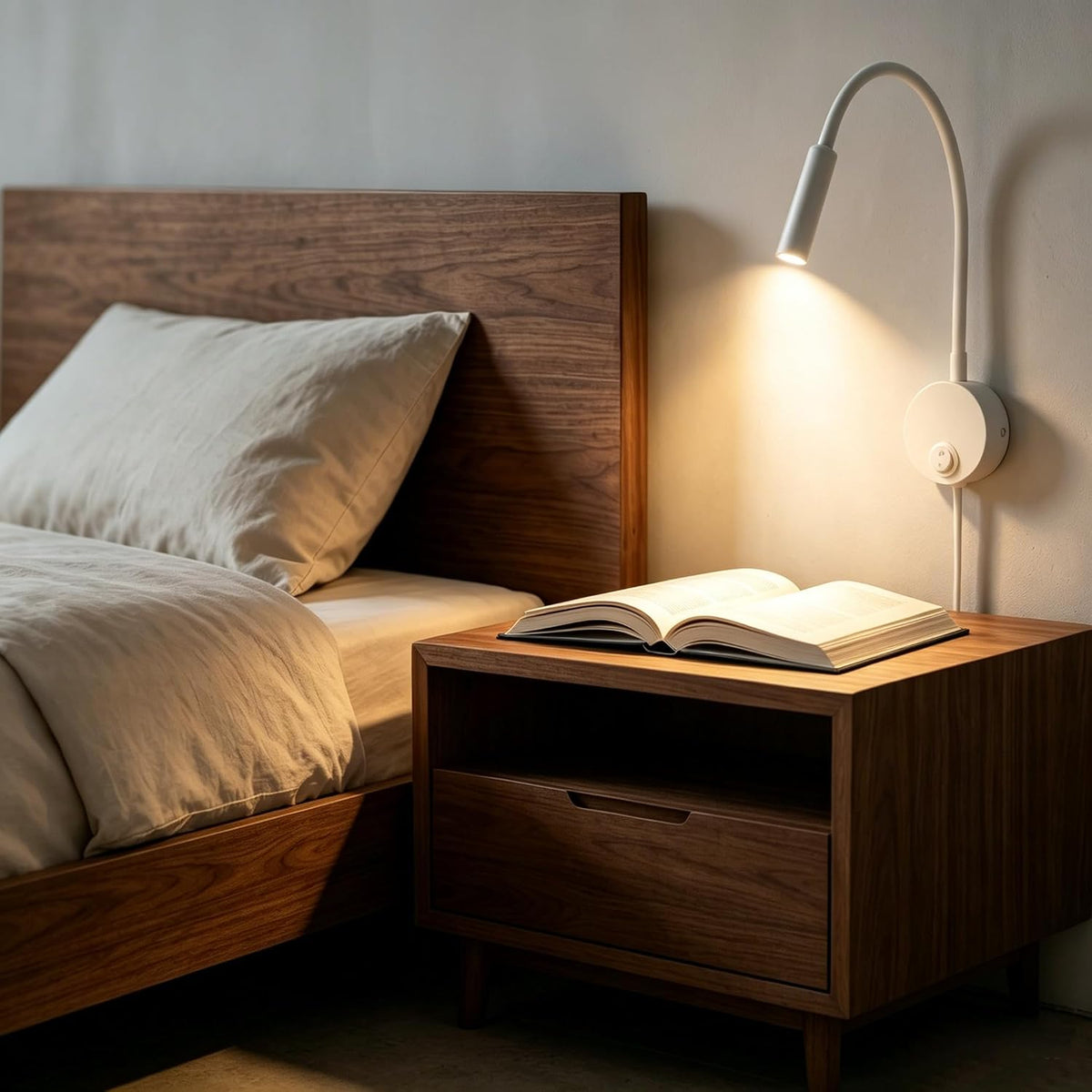 Wall Mounted LED Reading Lamp Focused 25° Spotlight for Bedroom headboard Marine Cabin Boat Yacht Interior Light Hotel Suite Hospital Patient Room Bedside Sconce 4.92ft Cord