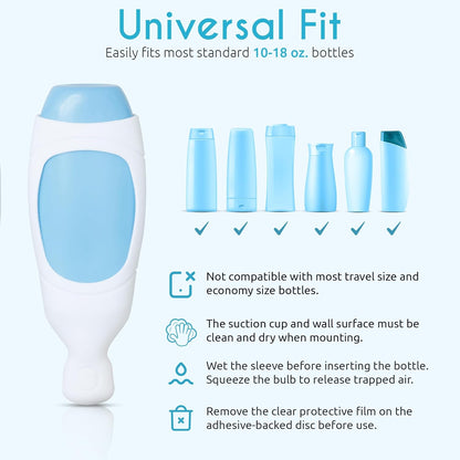 Squeezi 2 Unit Pack (Bright White) Wall Mounted Shower Dispenser and Organizer for Shampoo and Soap Bottles, Silicone Chamber