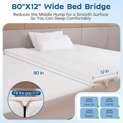 ENITYA 75"x10" Bed Bridge Twin to King,Fits 0-3" Gap,Fast 30-Second Setup