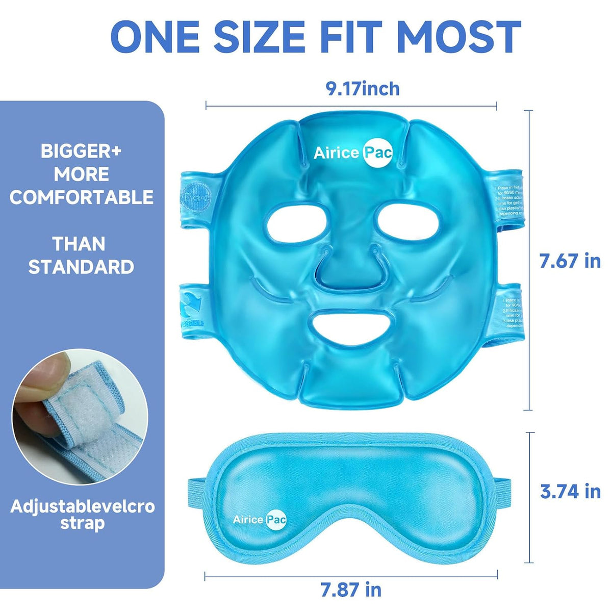 AiricePac Colding Ice Face Mask and Cooling Eye Mask for Puffy Eyes & Migraine Relief, Gel Eye Mask, Cool Face Masks for Dark Circles, Eye Surgery, Sleeping, Pressure, Headaches, Skin Care