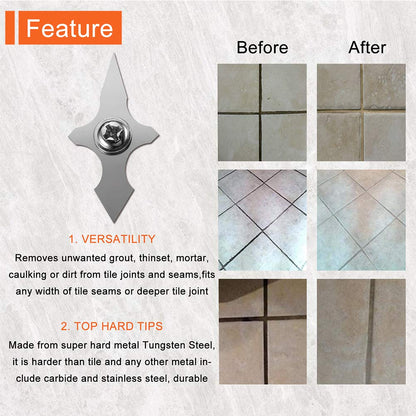 Grout Removal Tool, Caulking Removal Tool, Grout Cleaner, Scraper, Scrubber Brush, Tile Joint Cleaning Brush, Remove Grout or Cleaning for Tile Joints and Seams or Corner