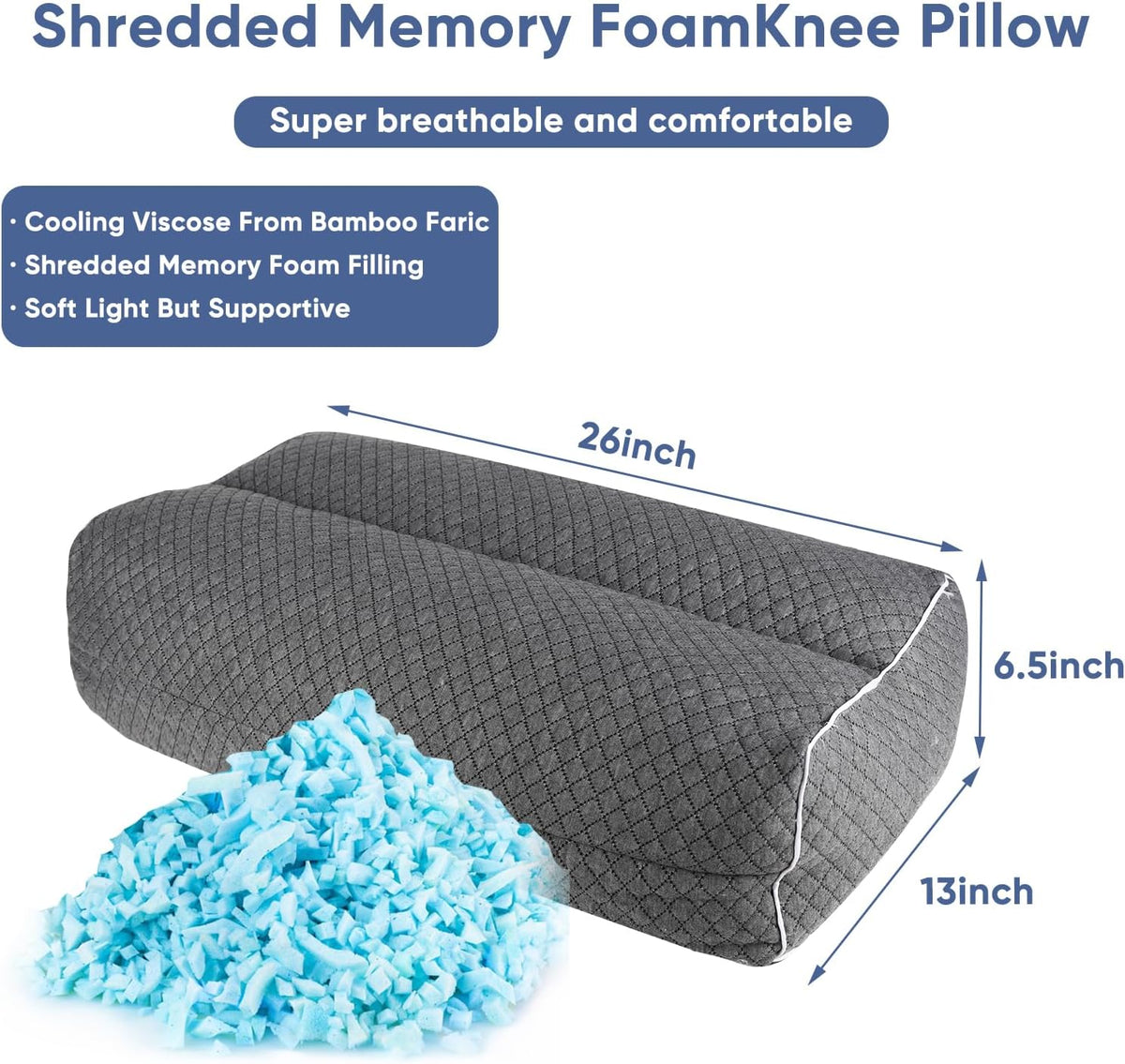 MINUPWELL Knee Pillow for Side Sleepers - Between Leg & Under Knee Pillow for Back Sleepers - Leg Pillow with 850G 7D Alternative for Relieving Leg, Back, and Knee Pain - 100% Cotton Fabric - White