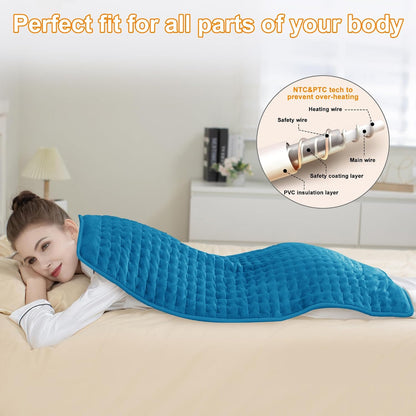 Heating Pad,Heated Blanket,Heating Pad for Back Neck,Grey,24x12 Inch | Electric Heating Pad,Dry/Moist Heat Heating Pads,Heating Pads for Shoulder,Abdomen,Heat Pad for Women Men,Birthday Gift