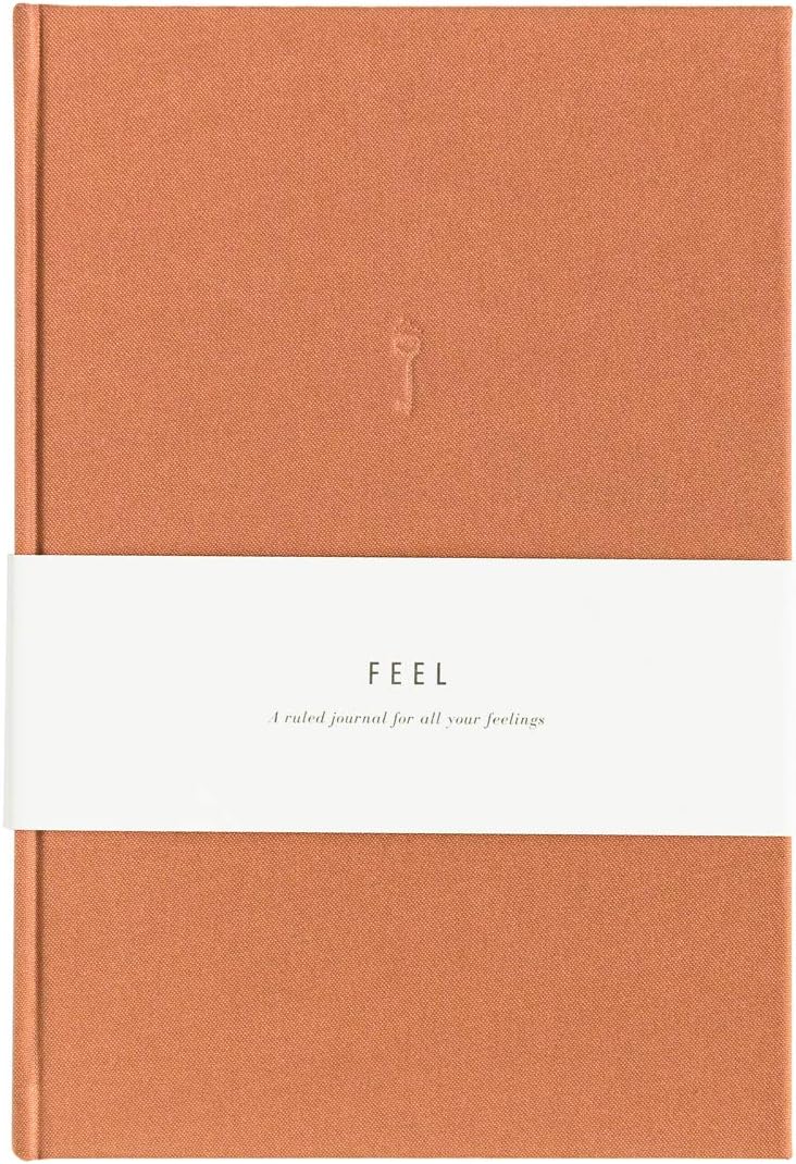 Promptly Journals, Blank Journal: THINK/BELIEVE/FEEL (Dusty Blue, Leatherette) | Layflat Notebook | Ruled Journal | Journal Notebook | Gifts for Women and Men