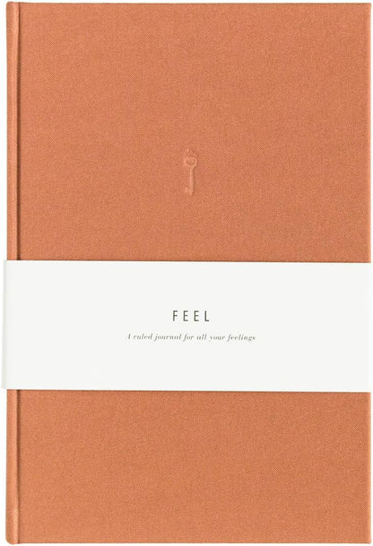 Promptly Journals, Blank Journal: THINK/BELIEVE/FEEL (Dusty Blue, Leatherette) | Layflat Notebook | Ruled Journal | Journal Notebook | Gifts for Women and Men