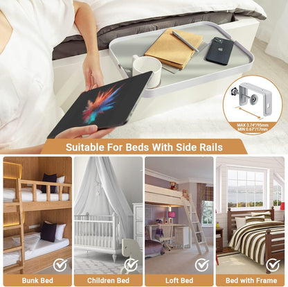 KIWIFOTOS Raised Bedside Shelf for Bed Tray Table Under Mattress