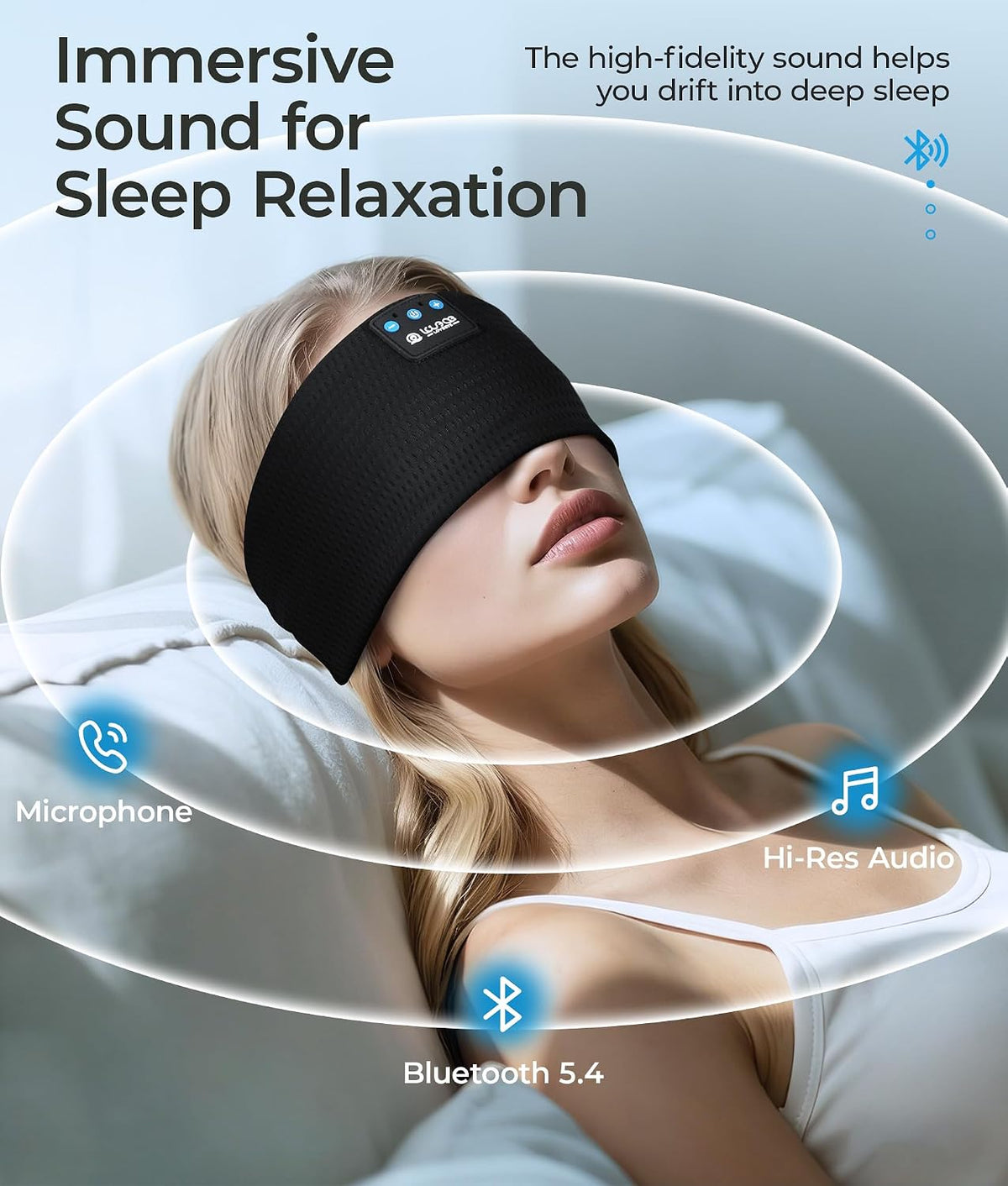 LOVE EYE Sleep Sport Headphones Wireless Bluetooth 5.4 Headband Headphone
