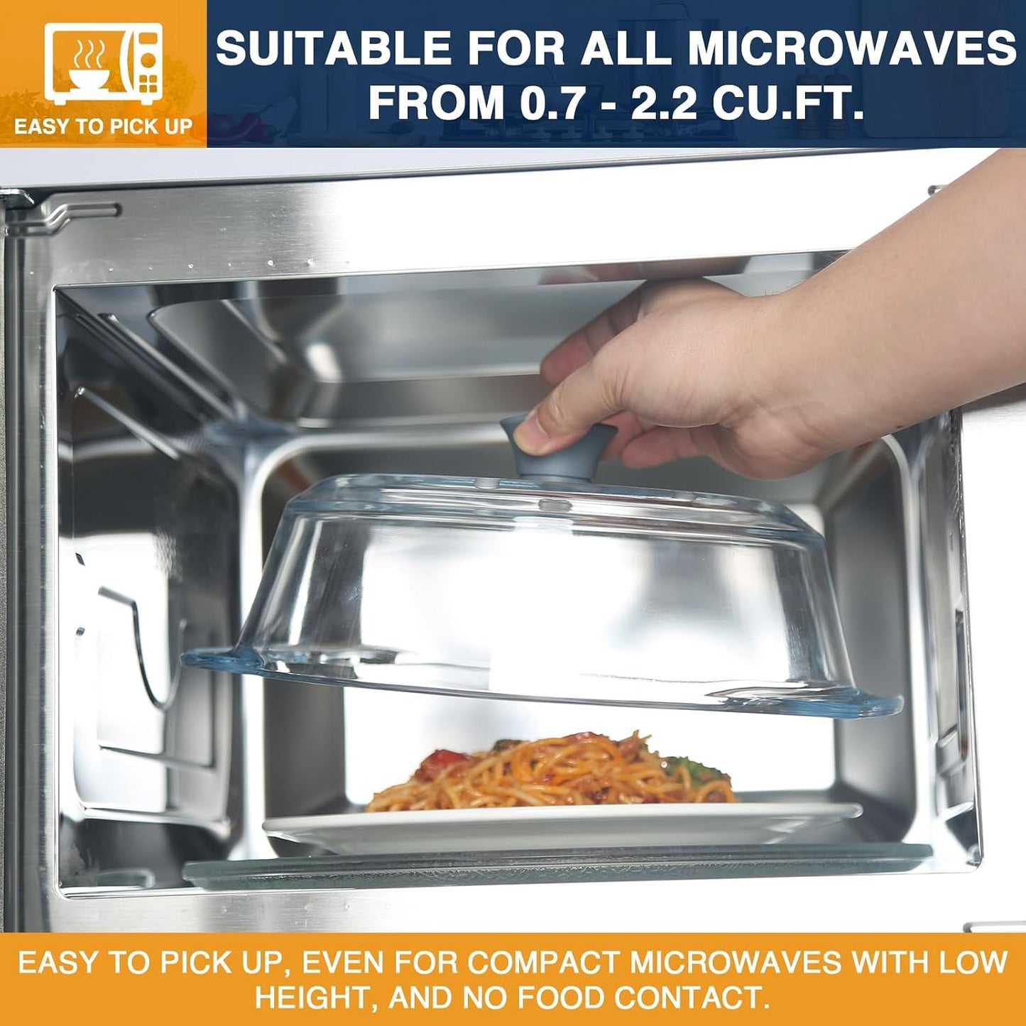 Lopeztek Glass Microwave Splatter Cover for Food, Non-Plastic | BPA Free|Fit All Size Microwaves|Multi Steam Vents|Splatter Guard|Heavy|Plate and Dish Cover