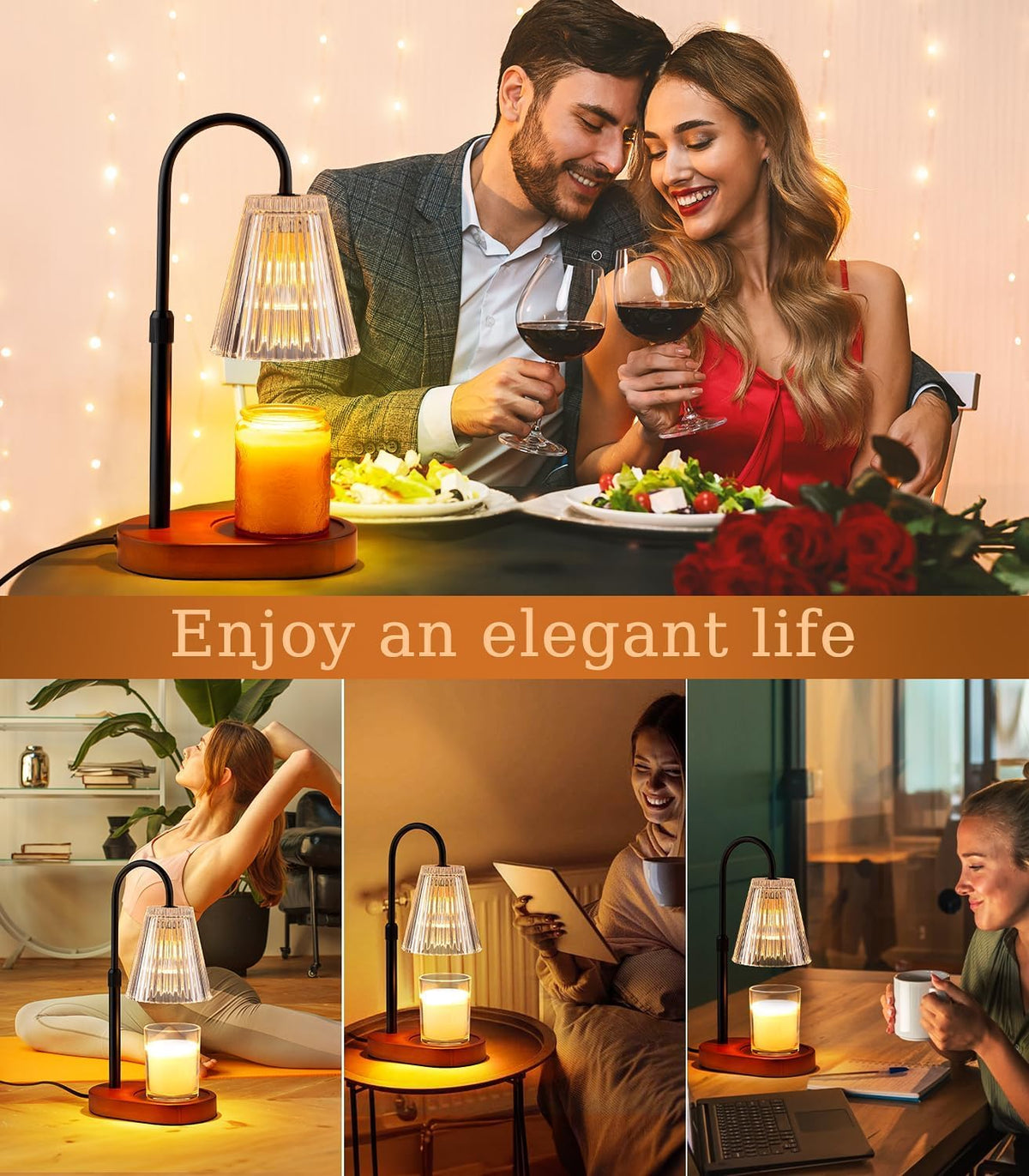 Candle Warmer Lamp with Timer - Electric Candles Wax Warmers Glass Lamps