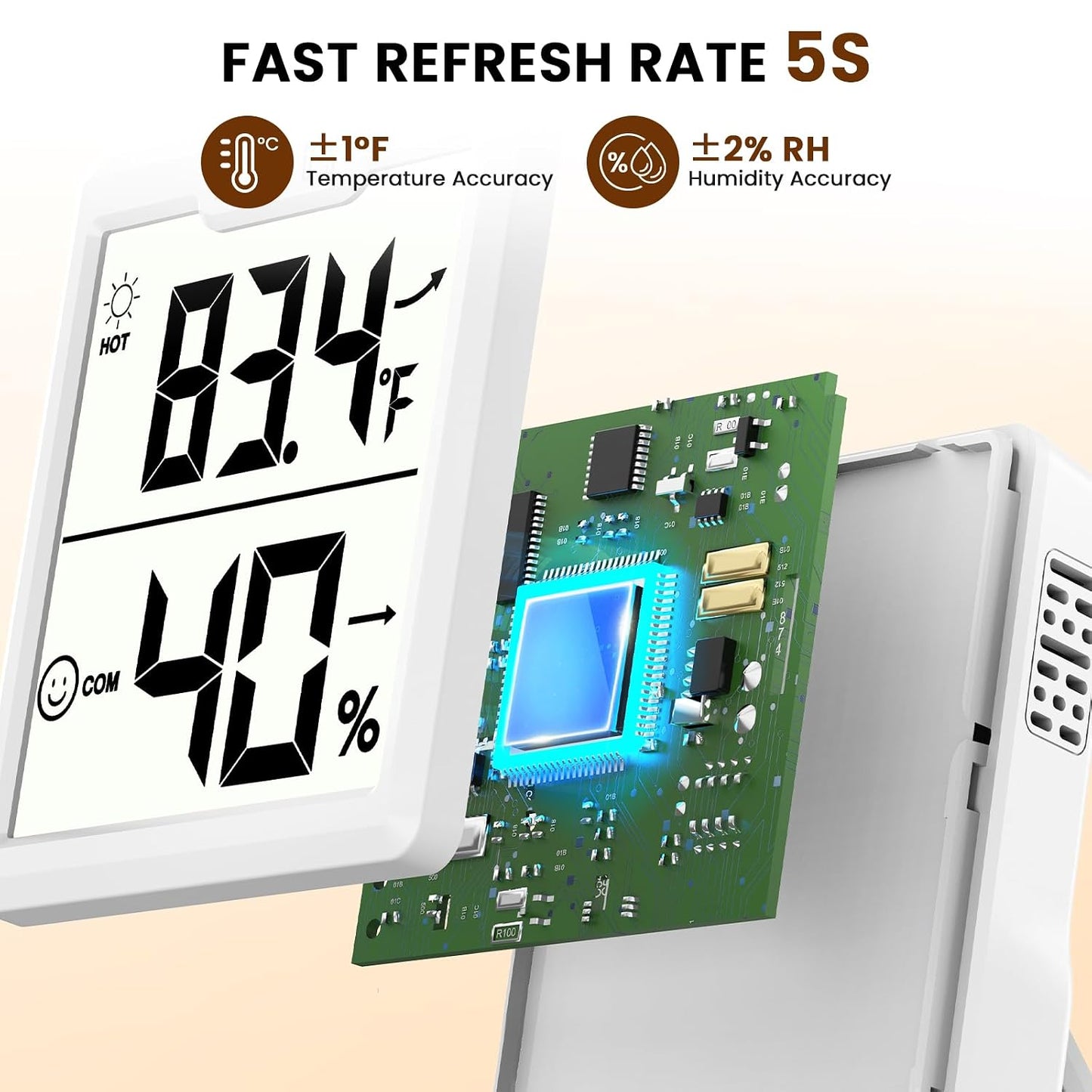 DOQAUS 3 Pieces Digital Hygrometer Indoor Thermometer Humidity Meter, Black | Accurate Temperature Indicator and Humidity Monitor for House, Baby Room, Greenhouse, Incubator - Battery Included