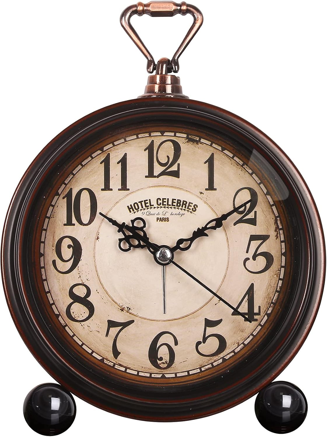 RODH Battery Alarm Clock,Vintage Retro Alarm Clock with Night Light，Hangable,Super Silent, Non Ticking Analog Small Table Clock for Bedroom,Bedside, Desk,Shelf