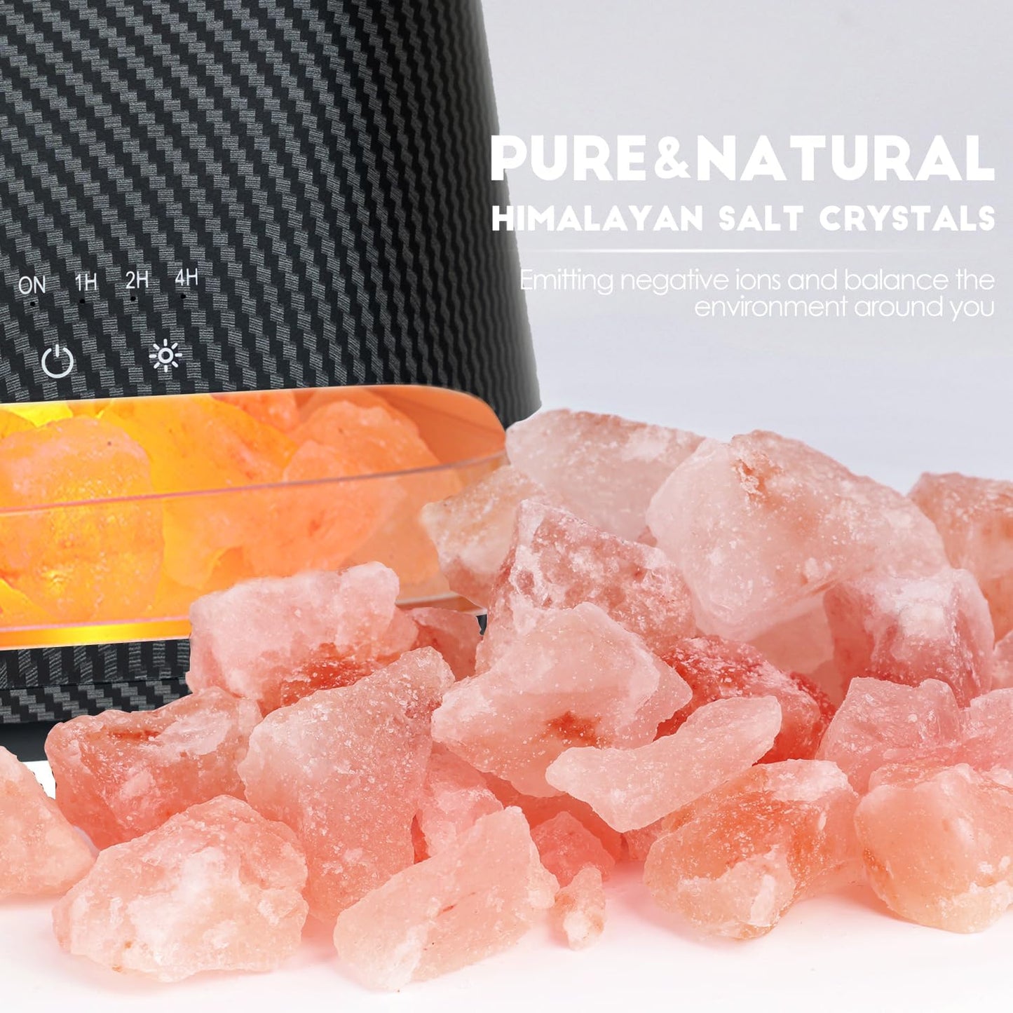 SALKING 2-in-1 Ultrasonic Essential Oil Diffuser & Himalayan Salt Lamp, Aromatherapy Diffuser Cool Mist Humidifier with Auto Off Function, 100% Pure Himalayan Pink Salt Rock, 150ml (Wooden Grain)