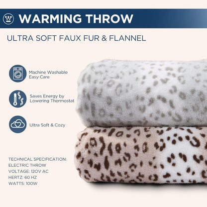 Westinghouse Heated Throw Blanket, 50"x60", Charcoal, ETL Certified