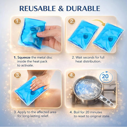 TrelaCo 6 Pcs Reusable Heat Packs Back/Shoulder/Neck/Palm Hot and Cold Gel Packs Set Instant Hot Pads for Muscle Aches, Pain Relief, Click Heat Outdoor Fall & Winter Activities