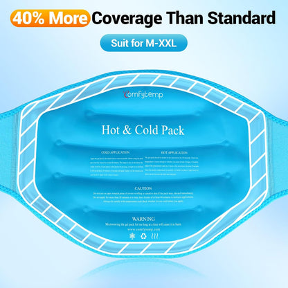 Comfytemp Large Ice Pack for Injuries Reusable Gel Ice Pack for Lower Back Pain Relief, Sciatica, Hot Cold Wrap Compress Recovery Item for Surgery, Swelling, Lumbar, Shoulder, Knee, Hip, for Men Women