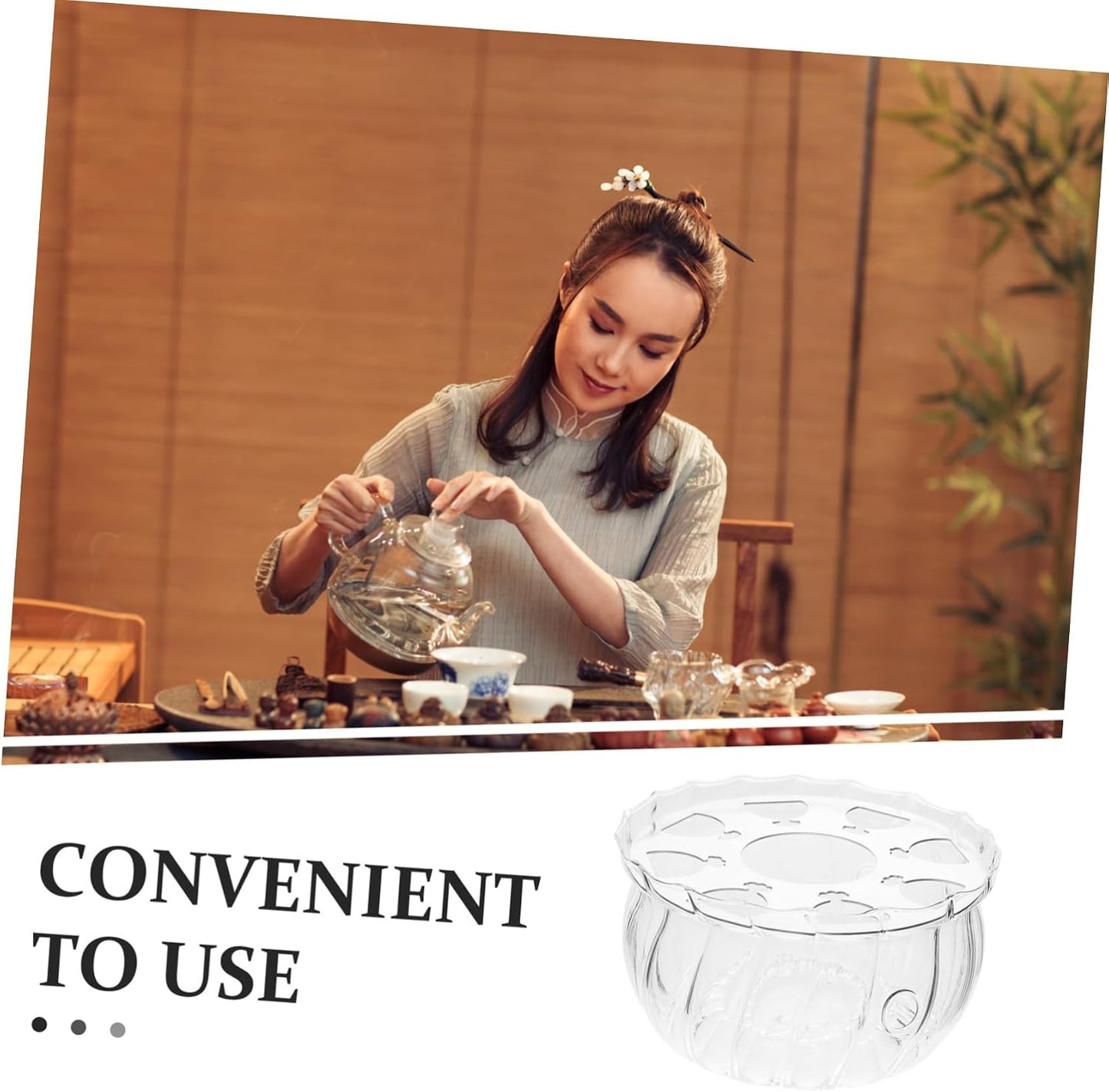 Cabilock Glass Teapot Warmer with Tealight Holder Heat Resistant Candle Base for Teapots Versatile Glass Construction for Tea Coffee and Soups and Multifunctional Kitchen Accessory