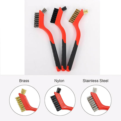 3pcs Nylon Cleaning Brushes Small Wire Brush Set for Cleaning Rust Removal in Holes