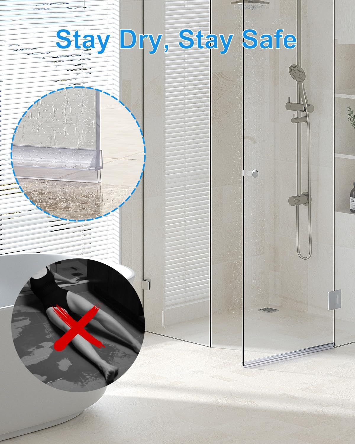 Delamu 3-Pack Shower Door Bottom Seal, 3/8''× 39'' Shower Door Sweep Strip | Shower Seal Strip for 3/8'' (10mm) Doors, Frameless Glass Shower Door Seal Strip Stop Shower Leaks and Create a Water Barrier