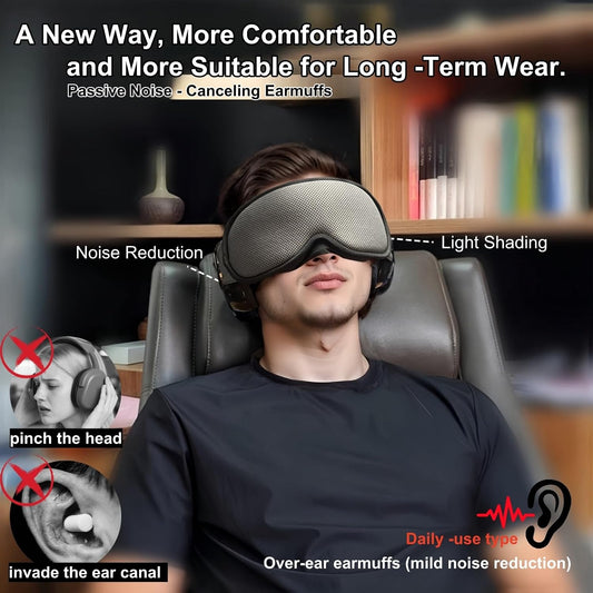 Noise Reduction Ear Muffs Eye Mask for Sleeping Set, Noise Cancelling Earmuffs 3D Light Blocking Sleep Mask Set