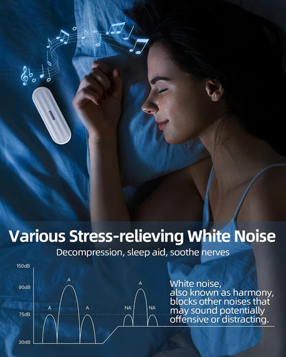 Private Bluetooth Speaker Under Pillow: Portable Bone Conduction Technology Sleep Aid with White Noise for Relaxation (White)
