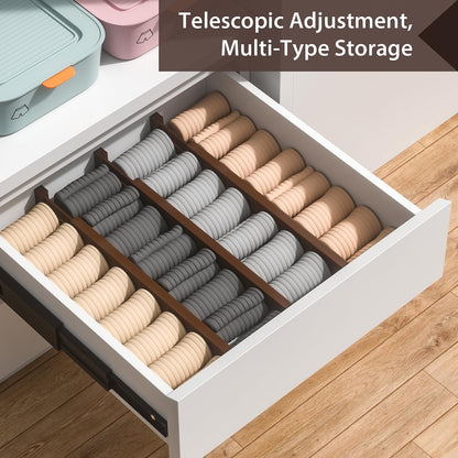4 PCS Drawer Divider, 17"-22" Adjustable Bamboo Drawer Dividers Organizers, Expandable Separators for Kitchen, Clothes, Dressers, Home, Office
