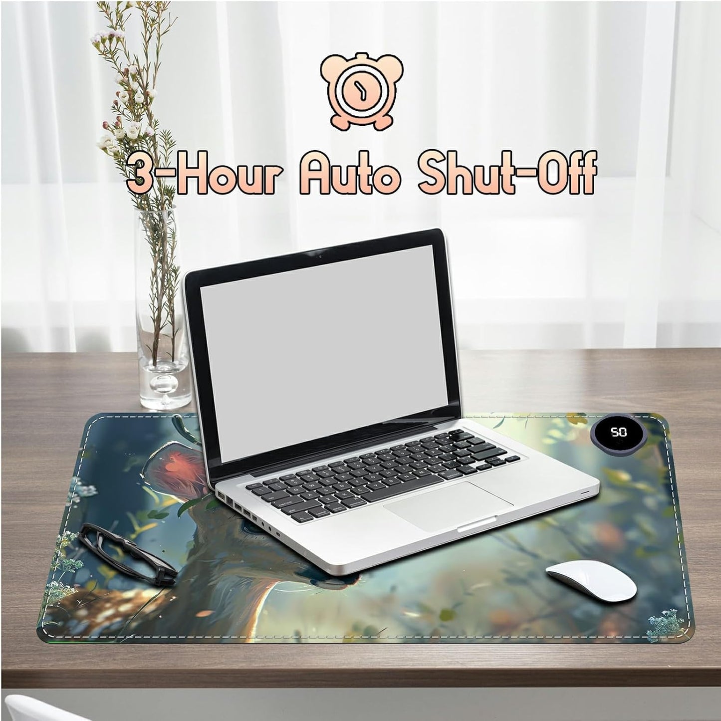 Heated Desk Pad Heated Large Mouse Pad, Electric Quickly Warm Desk Mat with 3 Levels Heating 3 Hours Auto Shut-Off, 31.5" x 13" Warm Gaming Mousepad Hand Foot Warmer, Baby Elephant
