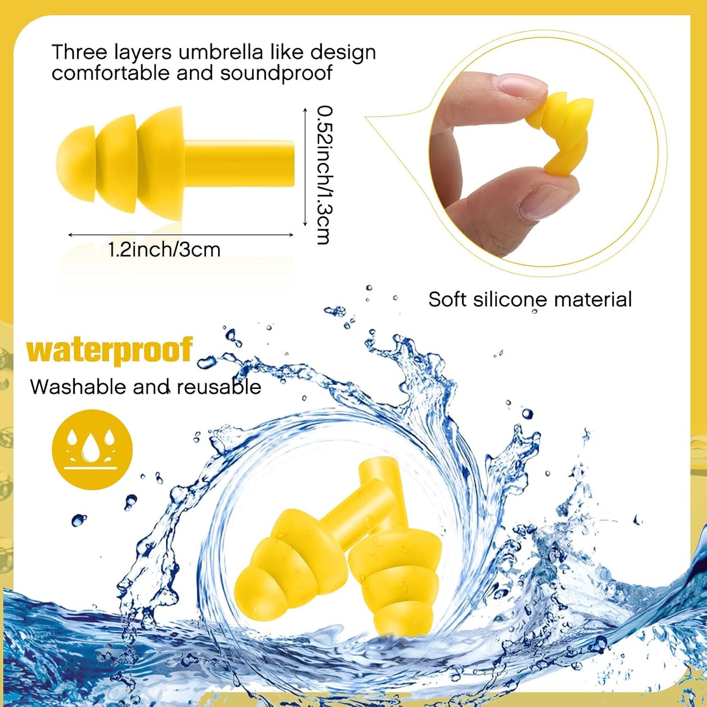 TrelaCo 200 Pairs Silicone Ear Plugs Bulk, Nrr 32db Reusable Waterproof Soft Ear Plugs for Sleeping Noise Swimming Hearing Protection Earplugs Shooting Construction Hunting Music Concerts(Black)