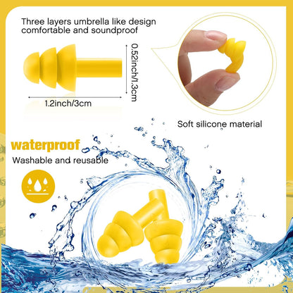 TrelaCo 200 Pairs Ear Plugs Bulk, Reusable Silicone Ear Plugs, Black