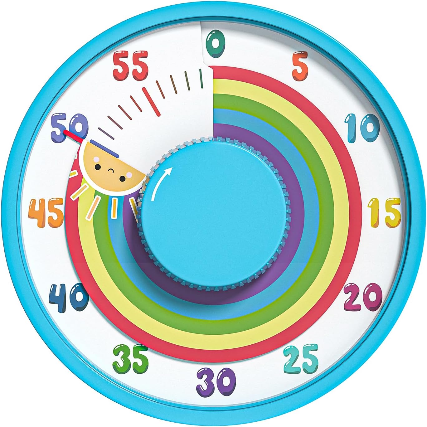 Secura 60-Minute Rainbow Visual Timer 6-Inch Mechanical Countdown Timers for Teaching, Meeting, Cooking, Working - Timer for Kids with Magnetic Backing (Black)