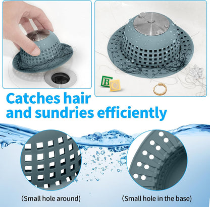 Aluvor Shower Drain Hair Catcher Bathtub Drain Cover Sink Drain Protector | Bathroom Sink & Bathtub Drain Strainer for Pop-Up & Regular Drains, Silver Grey