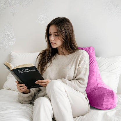 OAISZ Reading Pillow for Sitting in Bed with Shredded Memory Foam, Grey | 19-Inch Back Pillow for Sitting Up in Bed, Extended Arms, Side Pockets, Supportive Adjustable Pillow Removable Washable Cover