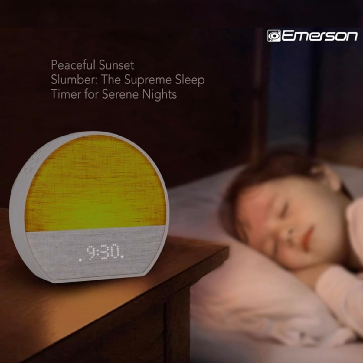 Emerson Sunrise SmartSet Dual Alarm Clock with Nature Sounds and White Noise, Dimmable 8-Color LED Display, Bluetooth Speaker, 4 Soothing Sounds, 2 Alarm Sounds, LED Clock Display, FM Radio