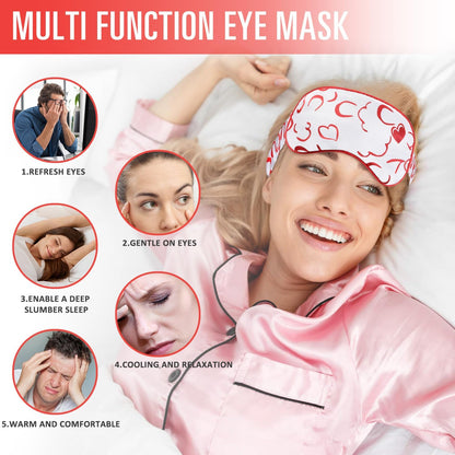 Silk Sleep Mask with Cooling Gel Eye Mask, Warm and Cold Compress, Heated Eye Mask for Tired Eyes, Stain Eye Cover Sleeping Mask for Travel, Home, Office, Yoga, Total Blackout (Black)