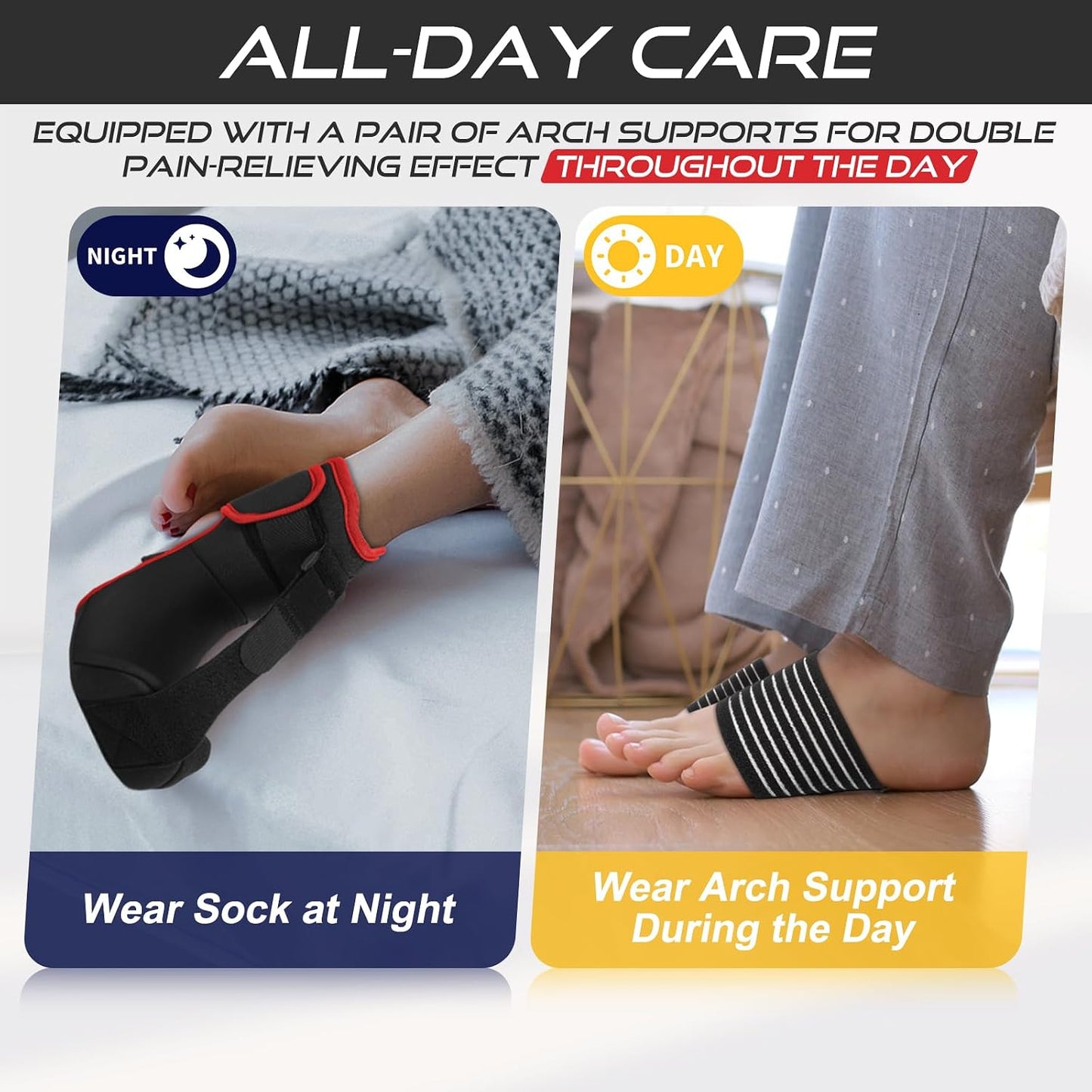 Plantar Fasciitis Night Splint Sock Soft Plantar Fasciitis Brace for Sleeping Achilles Tendonitis Foot Drop Heel Pain - Plantar Fasciitis Relief Night Splint for Women Men Black Small