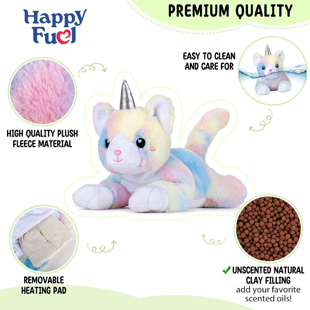 Bunny Microwavable & Weighted Stuffed Animals - 1.5 Lbs Unscented Heating Pad for Period Cramps Pain Relief and Anxiety, Cute Bunny Plush Toys Gifts for Women Girls Adults and Kids by Happy Fuel
