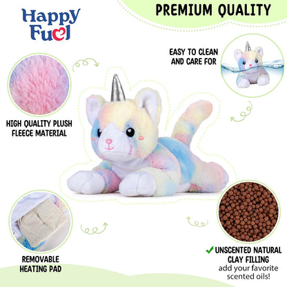 Bunny Microwavable & Weighted Stuffed Animals - 1.5 Lbs Unscented Heating Pad for Period Cramps Pain Relief and Anxiety, Cute Bunny Plush Toys Gifts for Women Girls Adults and Kids by Happy Fuel