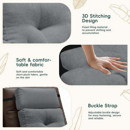 2 Piece Neck Pillow and Lumbar Support Back Cushion Set for Recliner, Beige