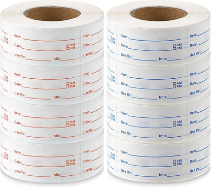 8 Rolls 4000 Pcs Removable Freezer Labels for Food Containers | 1 x 2 Inch No-Residue Food Labels Easy to Write On Foods Date Label Stickers for Kitchen Restaurants Grocery Stores Markets