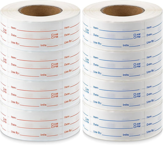 8 Rolls 4000 Pcs Removable Freezer Labels for Food Containers | 1 x 2 Inch No-Residue Food Labels Easy to Write On Foods Date Label Stickers for Kitchen Restaurants Grocery Stores Markets
