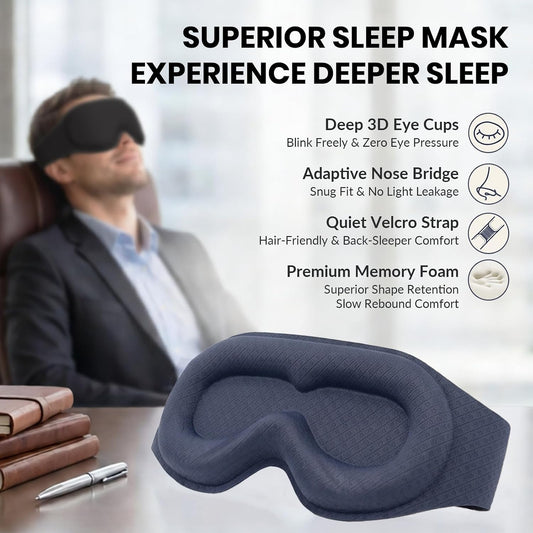 Maximum Blackout Sleep Mask for Deep Sleep, 3D Eye Mask with Spacious Eye Cups, Zero Eye Pressure, Long Eyelash & Lash Extension Friendly, Eye Cover for Travel/Shift Work/Daytime Sleep, Black