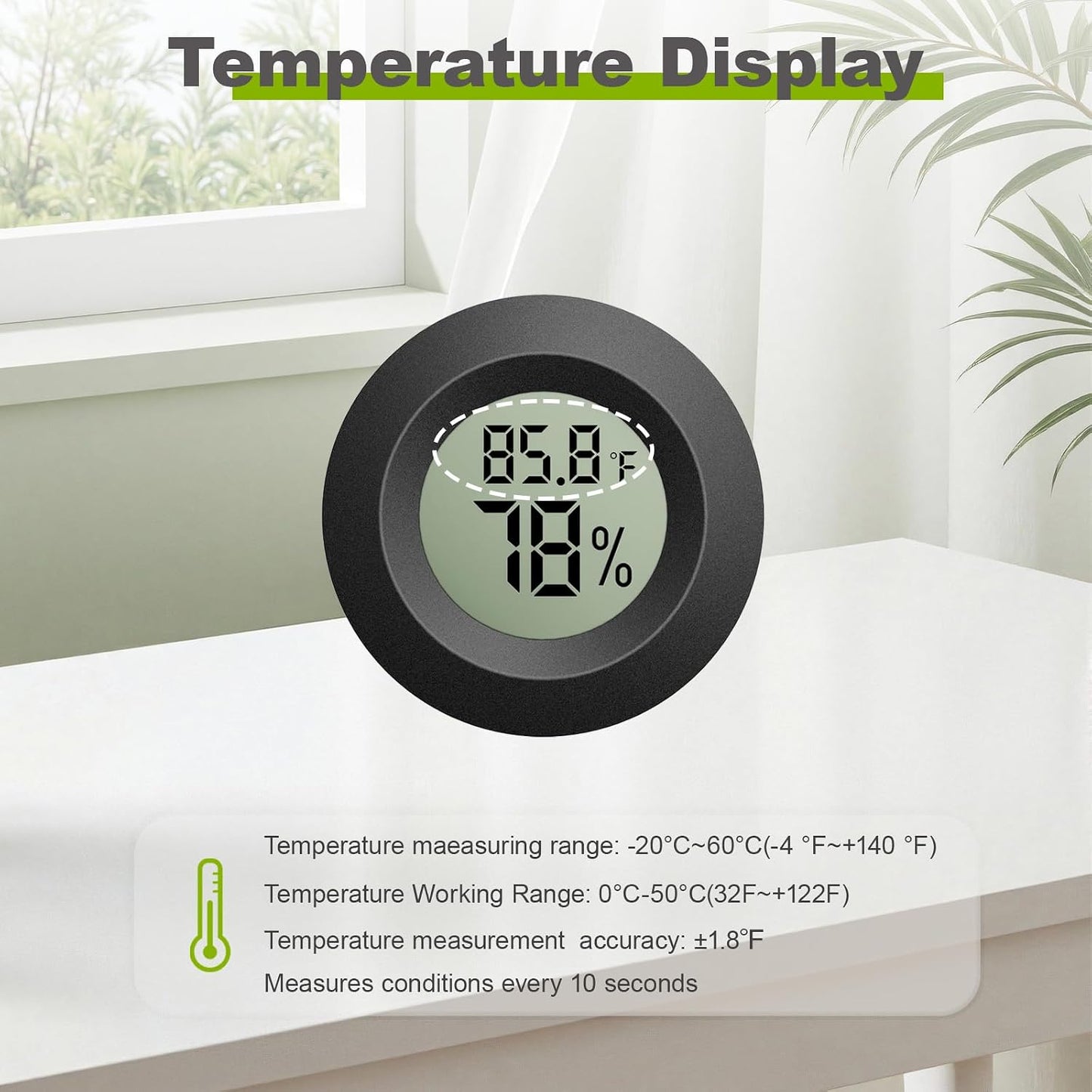 4-Pack Mini Hygrometer Thermometer, Indoor Temperature Humidity Monitor | Digital LCD Humidity Meter, Reptile Thermometer Fahrenheit (℉)/Celsius (℃) for Incubators, Greenhouse Gardens, Cellars, Jars